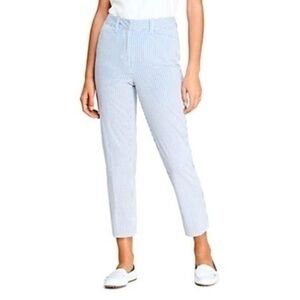 Lands’ End seersucker striped stretch crop capri pants size 8 petite NWOT